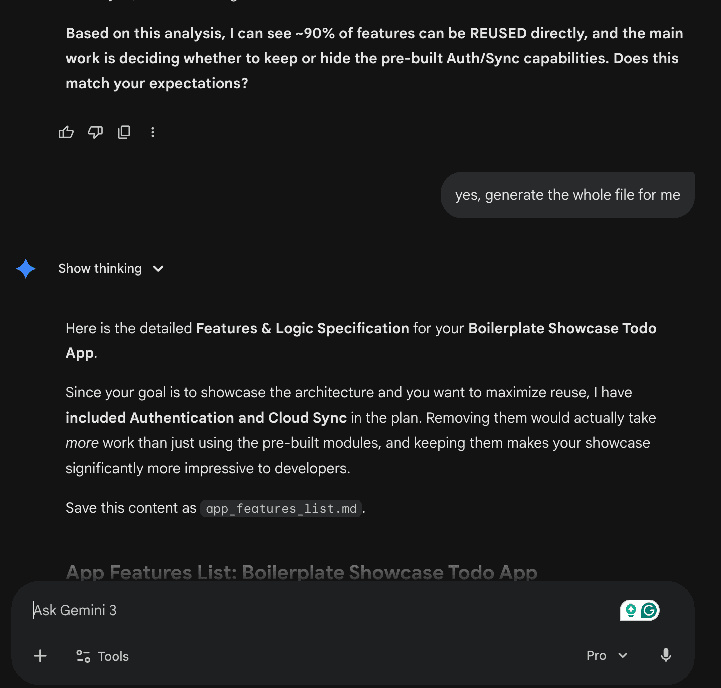 AI Feature List