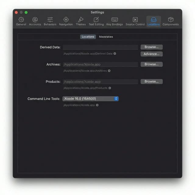 Xcode Locations Settings